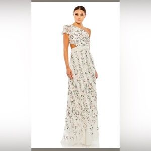 Mac Duggal 70160 one shoulder lace up dress size 4